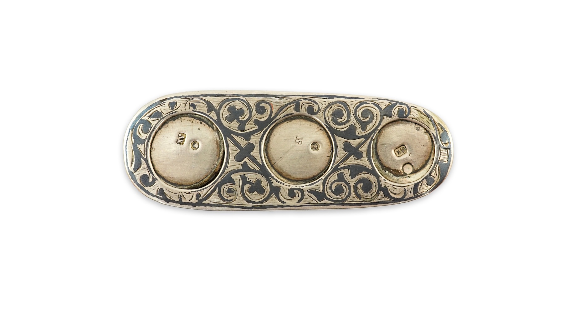 A 19th century Russian silver and niello coin case